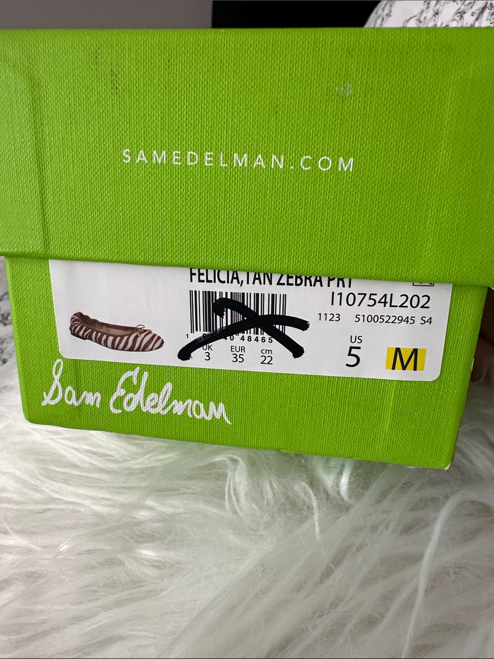 Sam Edelman Felicia Zebra Print Stripe Ballet Flats Sz 5 signature charm NIB NWT - Picture 10 of 13